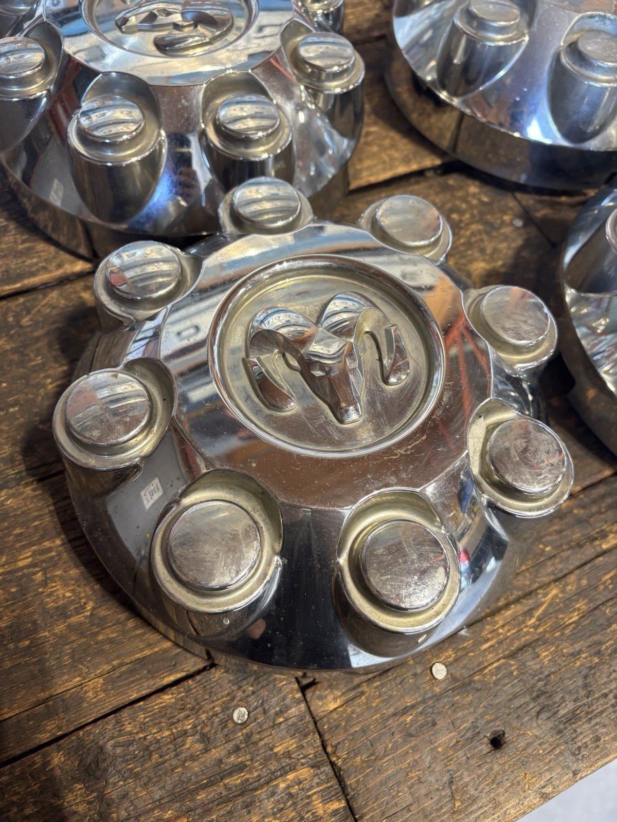 OEM 2003 - 2012 Dodge Ram 2500/3500 SET OF CHROME Center HUB Caps 52121450AD - Image 3